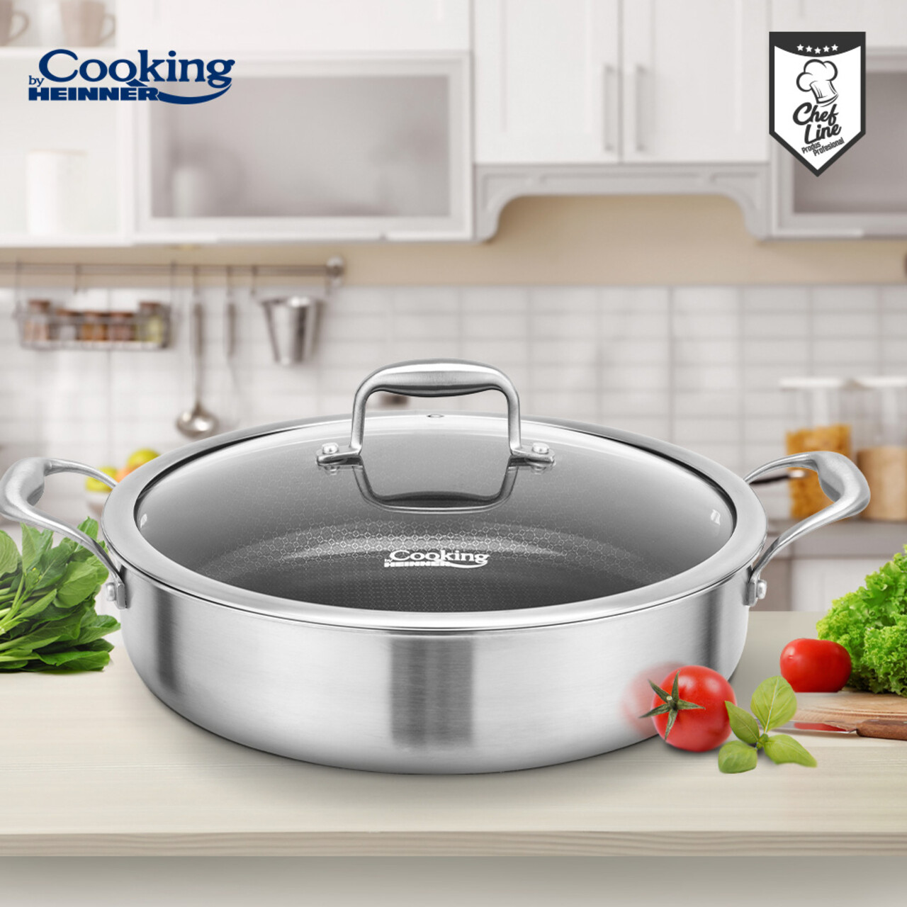 Cratita cu capac Titanium3, Cooking by Heinner, 30x7.8 cm, 4.8 L, inox/sticla, argintiu - imagine 7